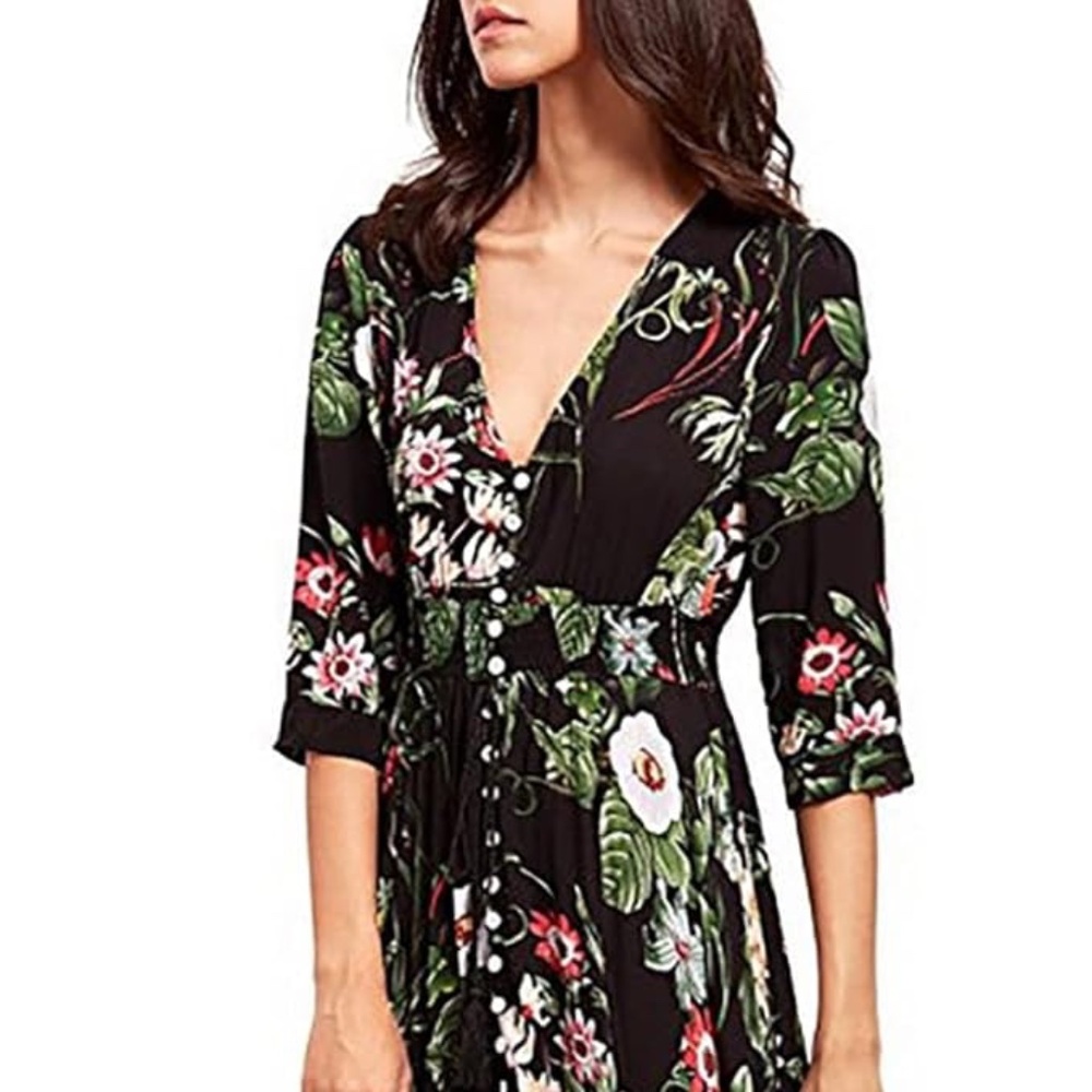 Beautiful Black Floral Long Dress